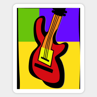 Red Guitar Pop Art Sticker